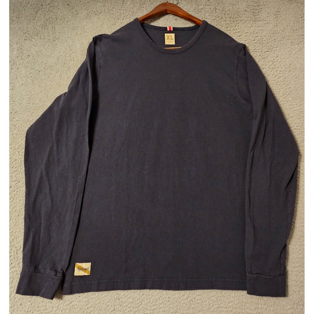 Tracksmith Varsity Collection Long Sleeve Tee Shirt T-Shirt Blue Men's Size XL